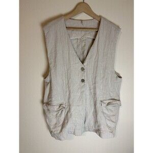 FREE PEOPLE beige cotton oversized IMAN Vest Women's XL Lagenlook Gauze Top